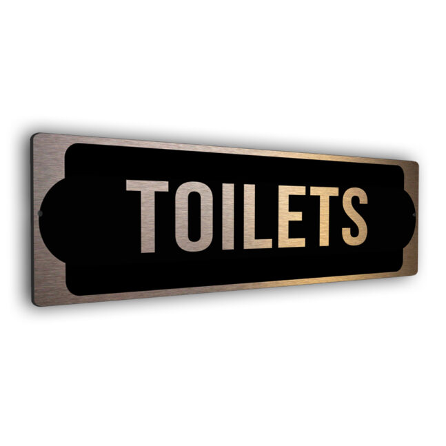 brushed copper toilets sign brushed copper toilets sign