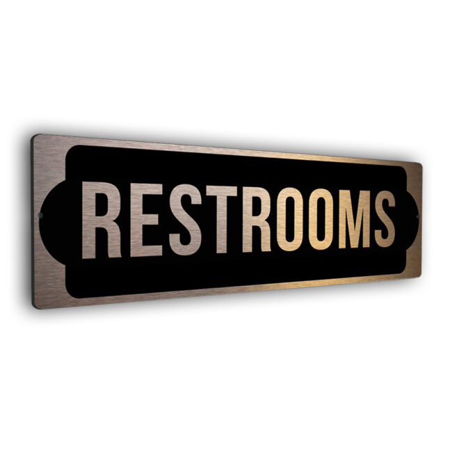 copper finish restrooms sign copper finish restrooms sign