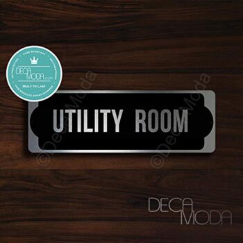 Deca Moda Utility Room Sign, Signs for Business, Silver Finish, Size 9 x 3 inches