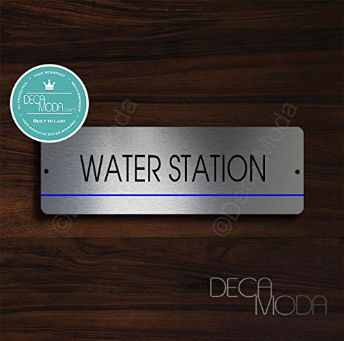 Deca Moda Water Station Sign, Modern Door Signs, Business Signs, Durable Signs, Water Station Signs, Water Station, Uv Protected Printed Brushed Aluminum, 12 X 4 Inches Deca Moda Water Station Sign, Modern Door Signs, Business Signs, Durable Signs, Water Station Signs, Water Station, UV Protected Printed Brushed Aluminum, 12 x 4 inches