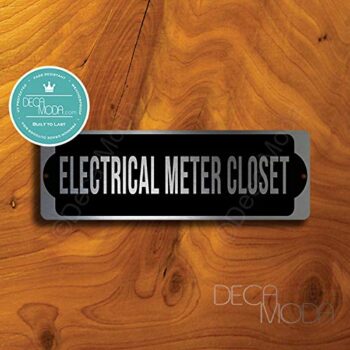 Deca Moda Electrical Meter Closet Sign, Silver Finish, 9 x 3 inches