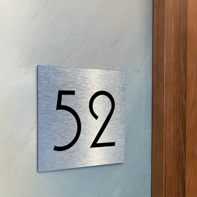 Address-Sign-Brushed-Silver-AD101_3 Contemporary Brushed Metal Number Sign AD101-BS