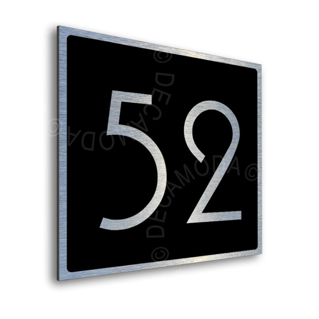 Address-Sign-Brushed-Silver-Black-AD101 Hotel Door Number Sign - Brushed Metal and Black