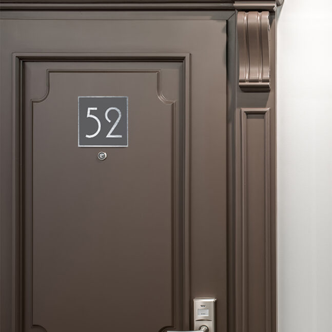 Address-Sign-Brushed-Silver-Grey-AD101_2 Contemporary Brushed Metal and Gray Number Sign AD101-BSG