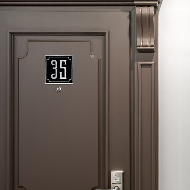 Classic-Address-Sign-Silver-Black-AD102_2 Contemporary Brushed Metal and Black Door Sign AD102-BSB