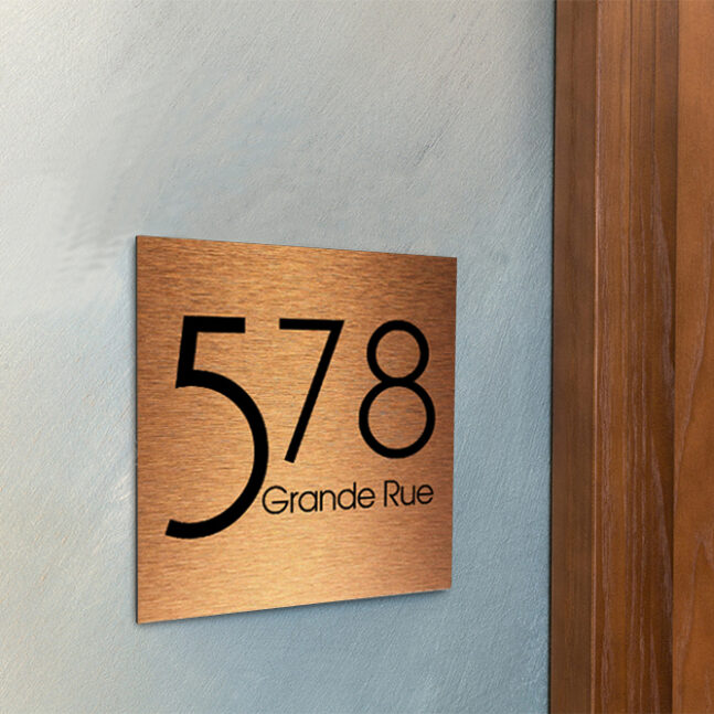 Contemporary-Address-Sign-Brushed-Copper-AD103_3 Contemporary Brushed Copper Address Sign AD103-BC