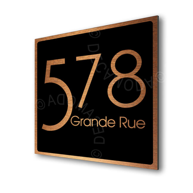 Contemporary-Address-Sign-Brushed-Copper-Black-AD103_1 Contemporary Brushed Copper and Black Address Sign AD103-BCB