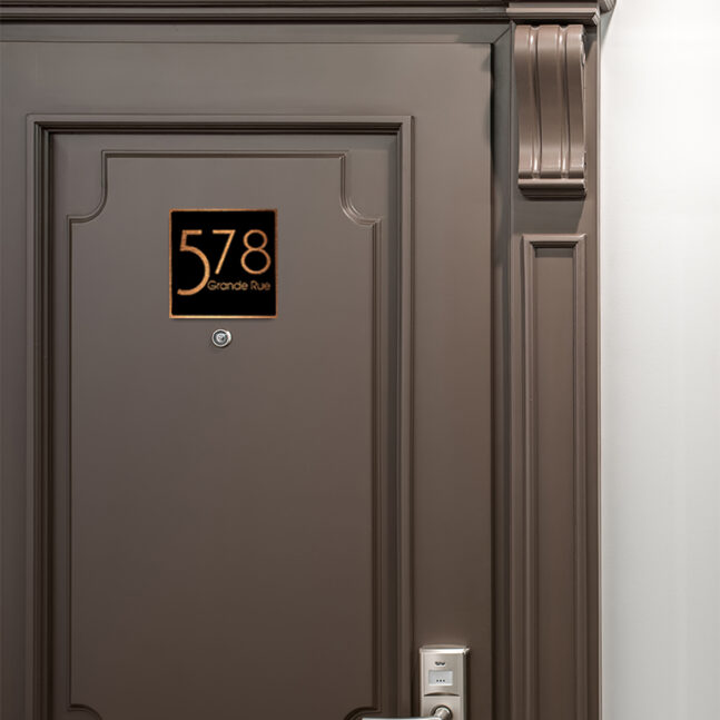 Contemporary-Address-Sign-Brushed-Copper-Black-AD103_2 Contemporary Brushed Copper and Black Address Sign AD103-BCB