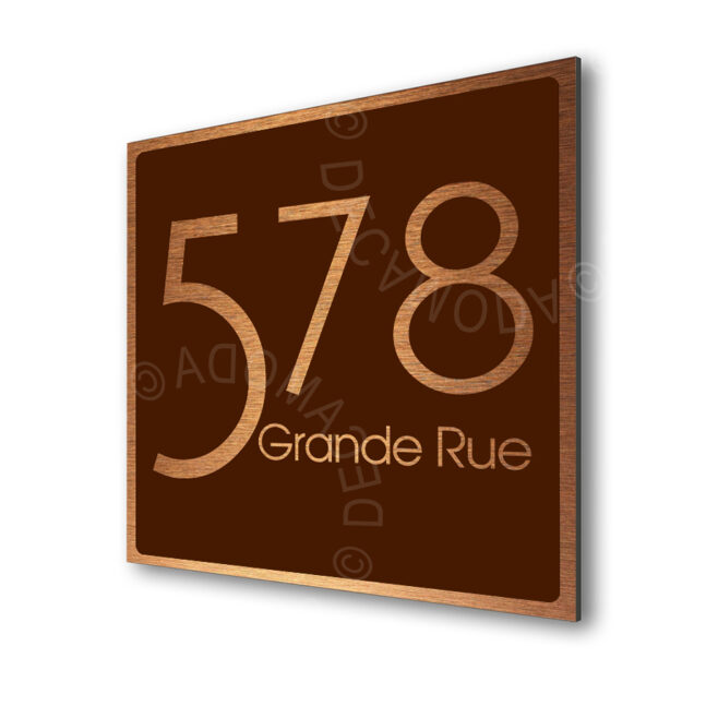 Contemporary-Address-Sign-Brushed-Copper-Brown-AD103_1 Contemporary Brushed Copper and Brown Address Sign AD103-BCBR