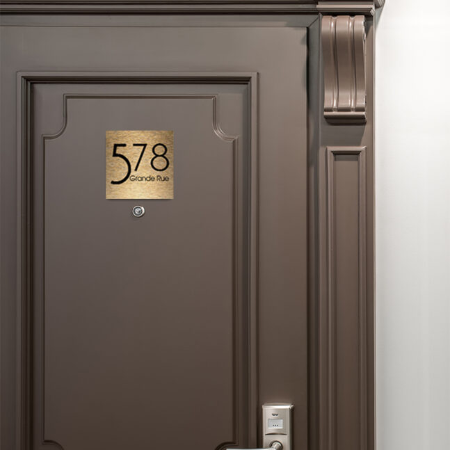 Contemporary-Address-Sign-Brushed-Gold-AD103_2 Contemporary Brushed Gold Address Sign AD103-BG
