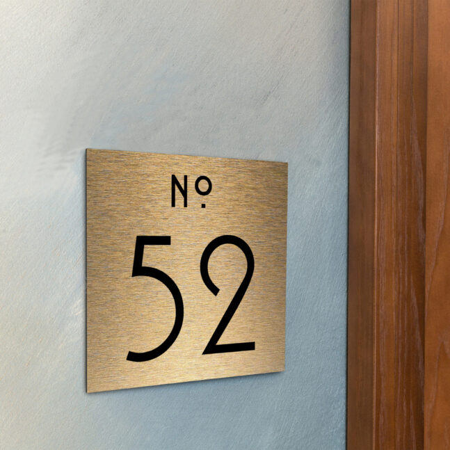 DOOR-SIGN-AD107--3_3 Contemporary Brushed Gold Door Number Sign AD107-BG