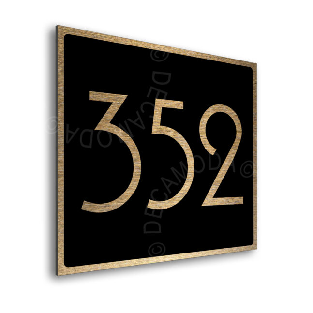 AD110-BGB-2 Modern Brushed Gold and Matt Black Hotel Door Number Sign AD110-BGB