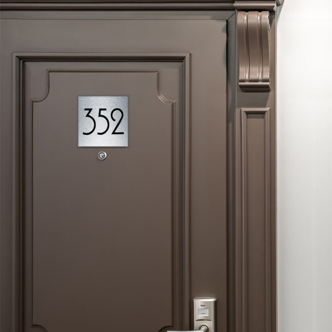 AD110-BS-3 Modern Brushed Silver Hotel Door Number Sign AD110-BS