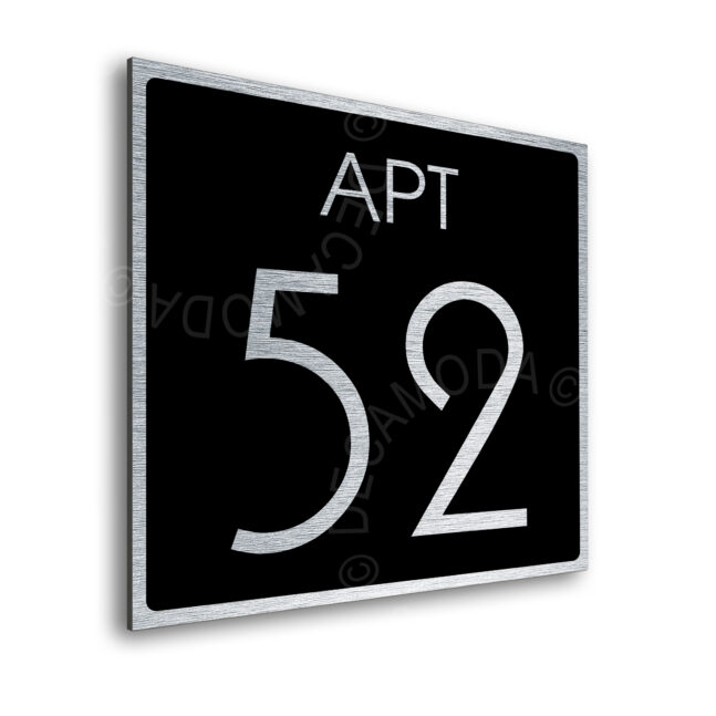 AD111-BSB-2 Modern Brushed Silver and Matt Black Apartment Door Number Sign AD111-BSB