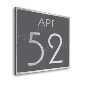 Modern Brushed Silver and Matt Gray Apartment Door Number Sign AD111-BSG