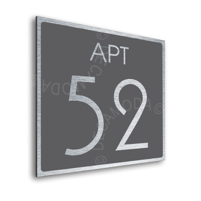 Modern Brushed Silver and Matt Gray Apartment Door Number Sign AD111-BSG