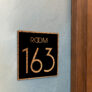 Modern Brushed Copper and Matt Black Room Door Number Sign AD109-BCB