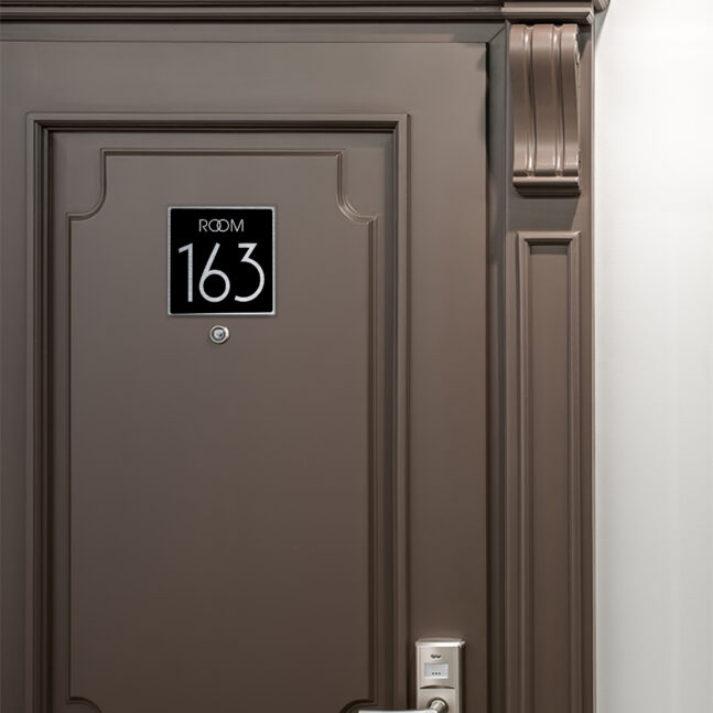 AD109-BSB-4 Modern Brushed Silver and Matt Black Room Door Number Sign AD109-BSB