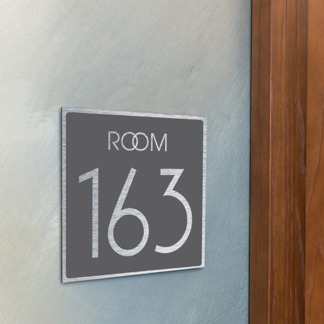 AD109-BSG-3 Modern Brushed Silver and Matt Gray Room Door Number Sign AD109-BSG