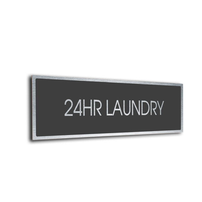 24Hr Laundry Door Sign Sliver Grey 24Hr Laundry sign