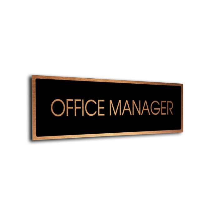 Office Manager Door Sign Black Copper Office Manager sign