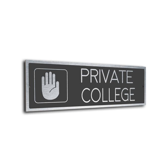 Private College Door Silver Gray Private College sign