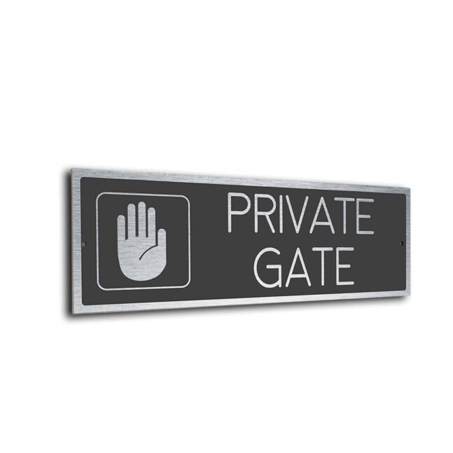 Private Gate Door Silver Gray Private Gate sign
