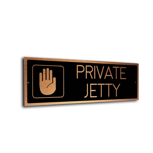 Private Jetty Door Black Copper Private Jetty sign