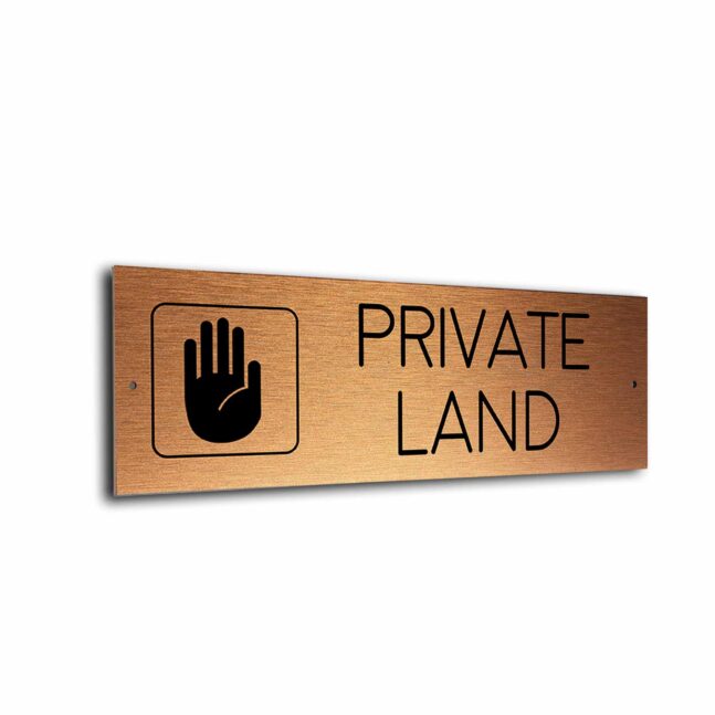Private Land Door Copper Black Private Land sign