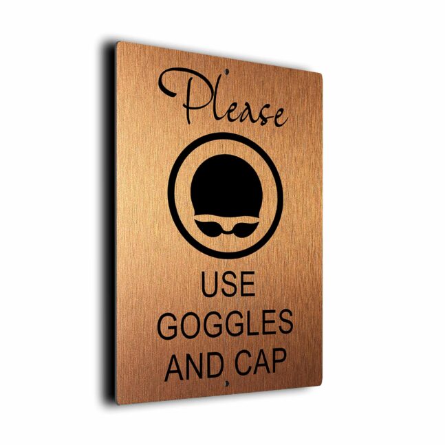 Please Use Goggles and Cap Pool Sign DMGOGCAPLCB011023 Pool Use Goggles and Cap Sign