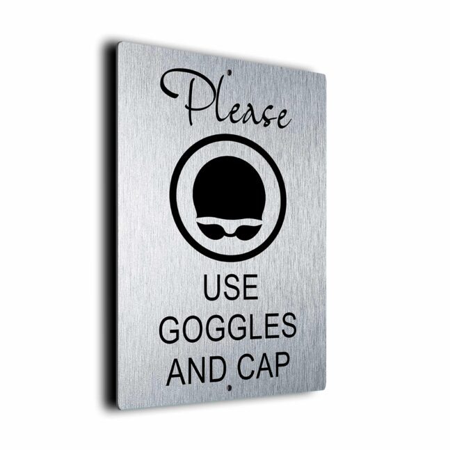 Please Use Goggles and Cap Pool Sign DMGOGCAPLSB011023 Use Goggles and Cap Sign