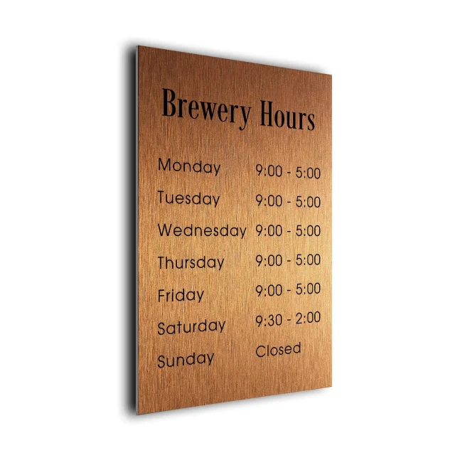 BRHCB121223-Brewery-Hours Copper Brewery Hours Sign