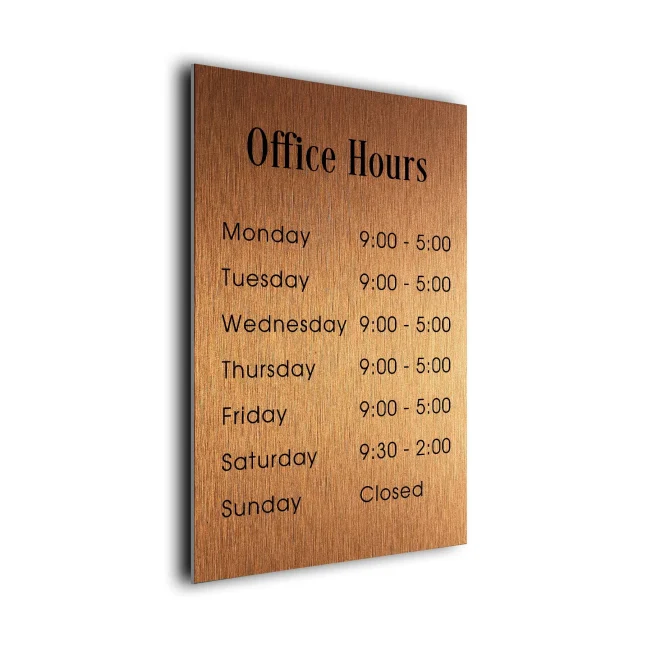 Copper Office Hours Sign