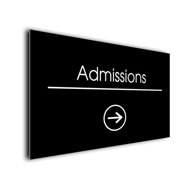 Admissions Arrow Sign Directional Sign Admissions Arrow Sign Directional Sign
