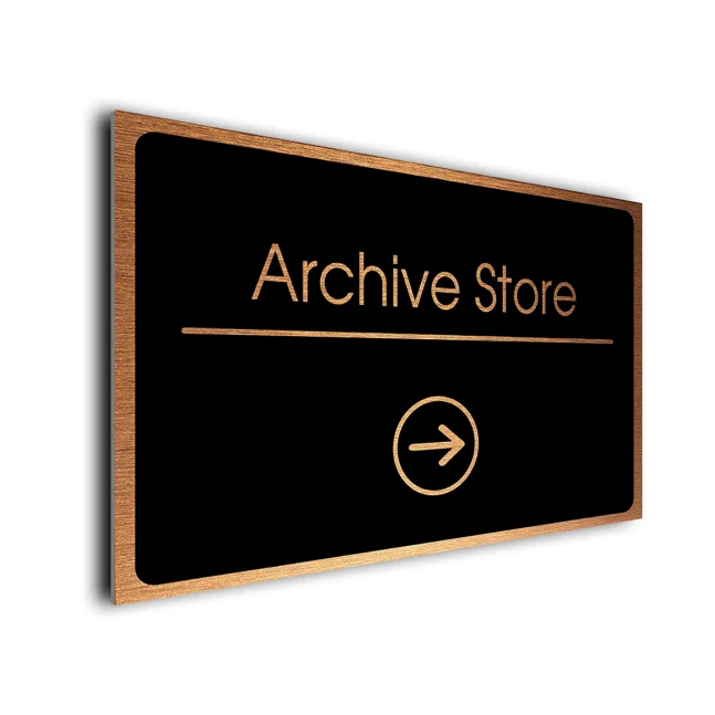Archive Store Sign Directional Sign - Brushed Metal Finish