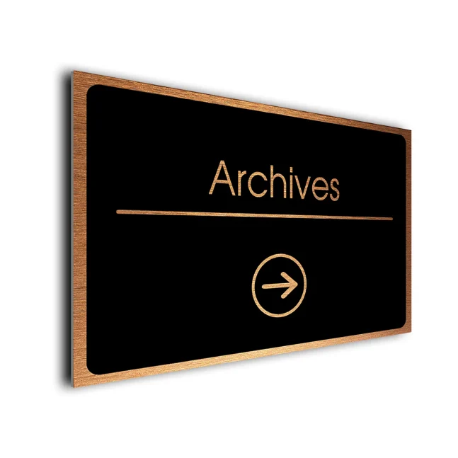 Archives Sign Directional Sign - Brushed Metal Finish