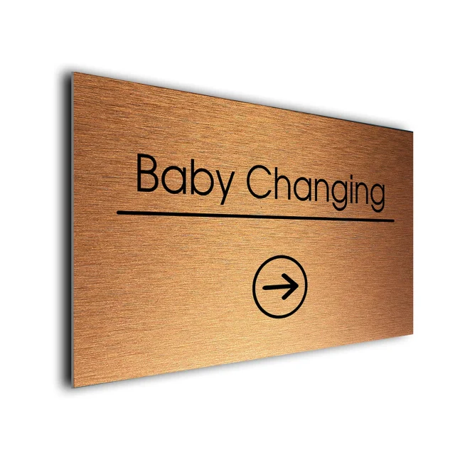 Baby Changing Sign Directional Sign - Brushed Metal Finish Baby Changing Sign Directional Sign - Brushed Metal Finish