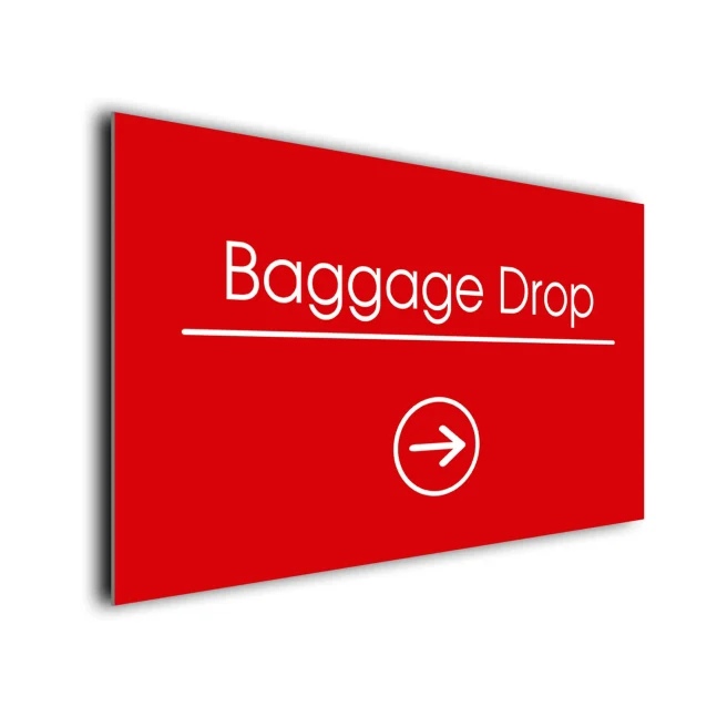 Baggage-Drop-Arrow-Sign_DD107R202 Baggage Drop Arrow Sign Directional Sign