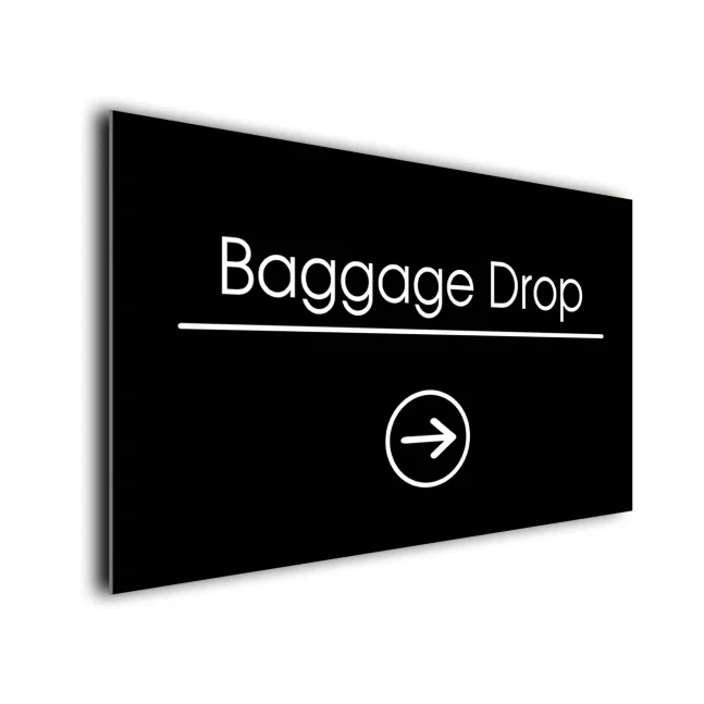 Baggage-Drop-Sign_DD107BK202 Baggage Drop Arrow Sign Directional Sign