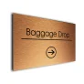 Baggage Drop Sign Directional Sign - Brushed Metal Finish
