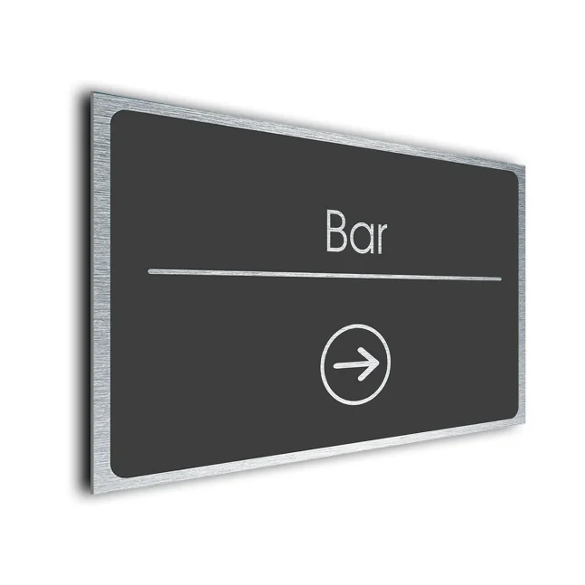 Bar Sign Directional Sign - Brushed Metal Finish Bar Sign Directional Sign - Brushed Metal Finish
