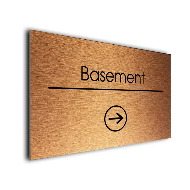 Basement Sign Directional Sign - Brushed Metal Finish Basement Sign Directional Sign - Brushed Metal Finish