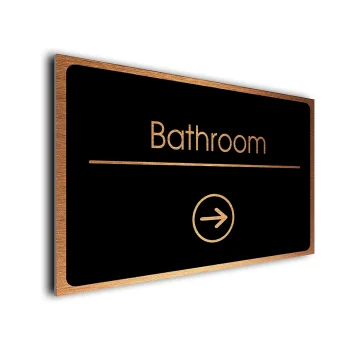 Bathroom Sign Directional Sign - Brushed Metal Finish