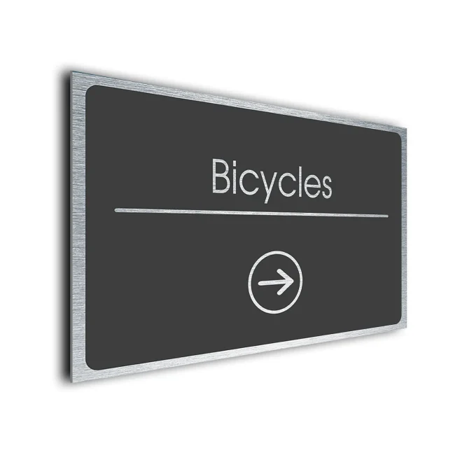 Bicycles Sign Directional Sign - Brushed Metal Finish Bicycles Sign Directional Sign - Brushed Metal Finish
