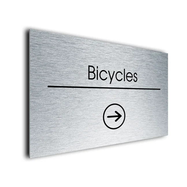 Bicycles Sign Directional Sign - Brushed Metal Finish Bicycles Sign Directional Sign - Brushed Metal Finish