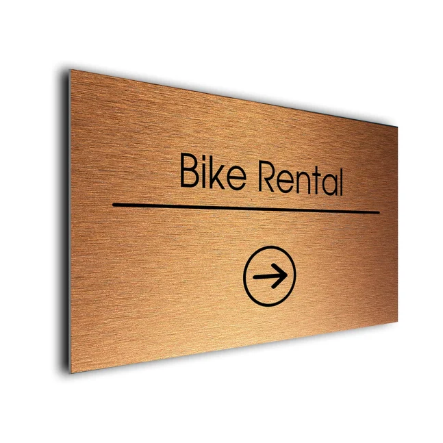 Bike Rental Sign Directional Sign - Brushed Metal Finish Bike Rental Sign Directional Sign - Brushed Metal Finish