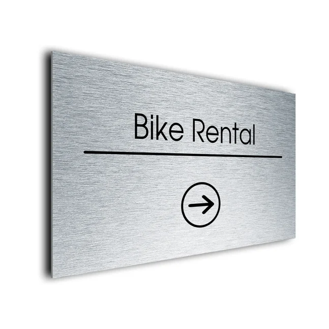 Bike Rental Sign Directional Sign - Brushed Metal Finish Bike Rental Sign Directional Sign - Brushed Metal Finish