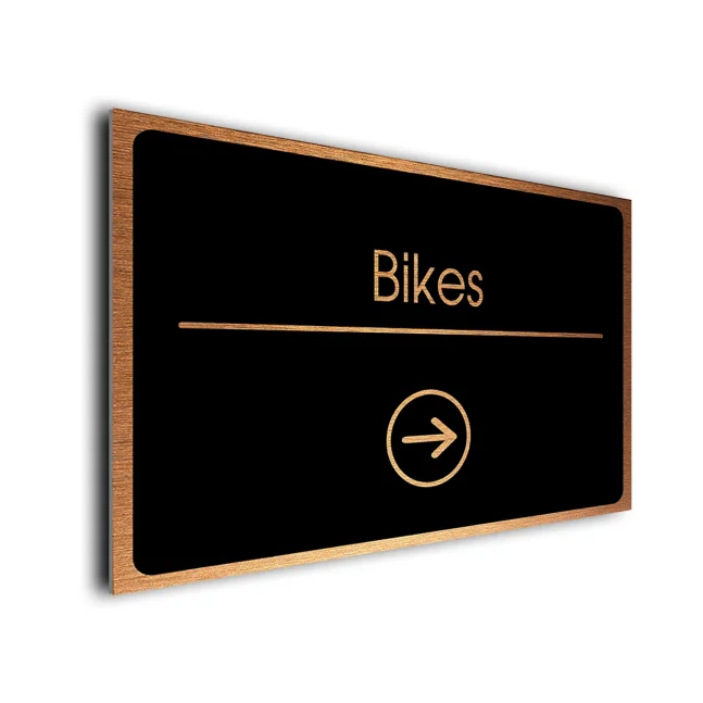 Bikes Sign Directional Sign - Brushed Metal Finish