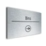 Bins Sign Directional Sign - Brushed Metal Finish