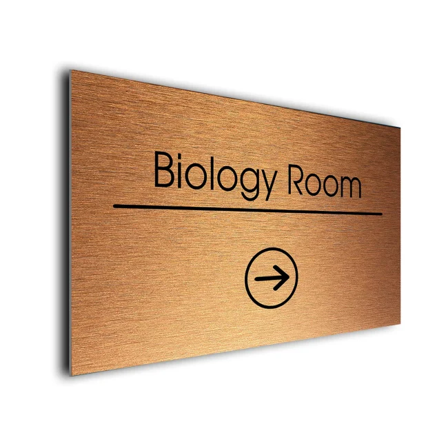 Biology Room Sign Directional Sign - Brushed Metal Finish Biology Room Sign Directional Sign - Brushed Metal Finish